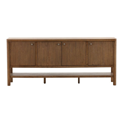 Dark Brown Rubber Wood and Oak Veneer Sideboard 84 in Wide