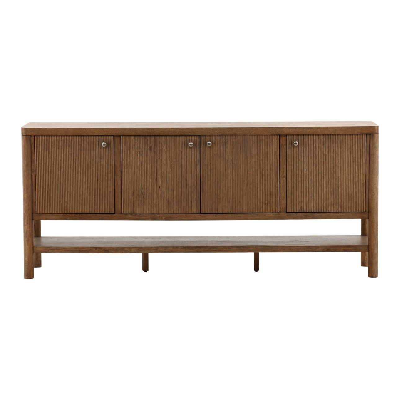 Dark Brown Rubber Wood and Oak Veneer Sideboard 84 in Wide