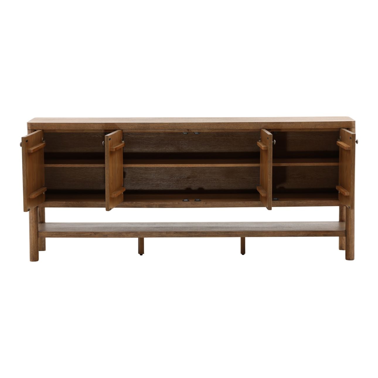 Dark Brown Rubber Wood and Oak Veneer Sideboard 84 in Wide