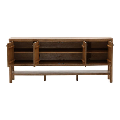 Dark Brown Rubber Wood and Oak Veneer Sideboard 84 in Wide