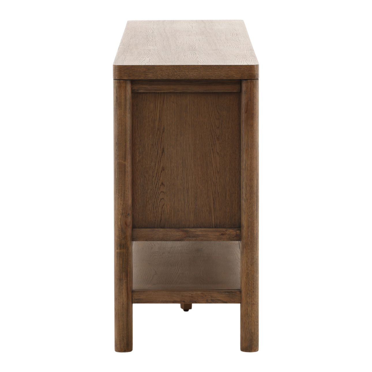 Dark Brown Rubber Wood and Oak Veneer Sideboard 84 in Wide