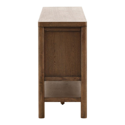 Dark Brown Rubber Wood and Oak Veneer Sideboard 84 in Wide