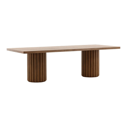 Dark Brown Rubber Wood and Oak Veneer Table 101.5 in Wide