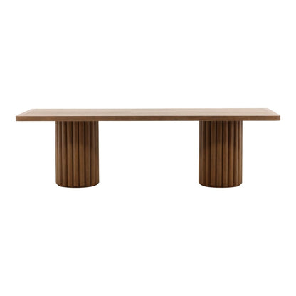 Dark Brown Rubber Wood and Oak Veneer Table 101.5 in Wide