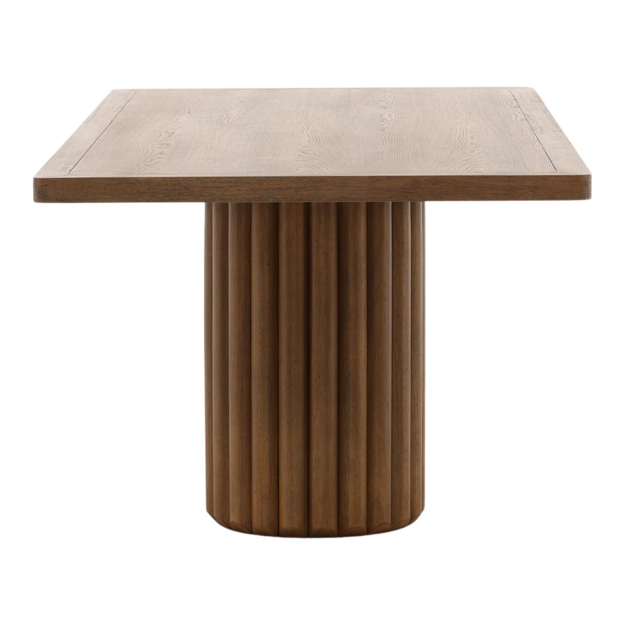Dark Brown Rubber Wood and Oak Veneer Table 101.5 in Wide