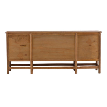 Brown Rubber Wood and Oak Veneer Sideboard 78 in Wide