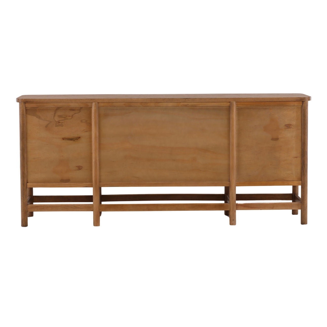 Brown Rubber Wood and Oak Veneer Sideboard 78 in Wide