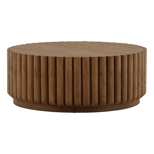 Dark Brown Rubber Wood and Oak Veneer Table 42 in Wide