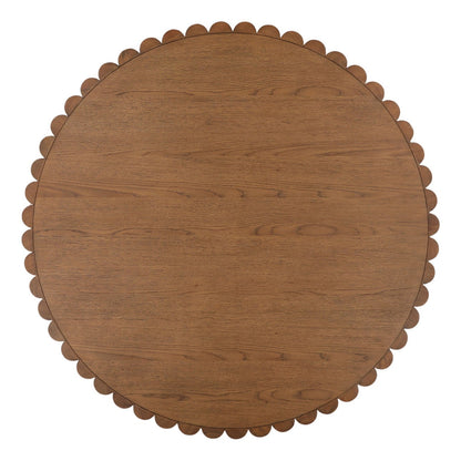 Dark Brown Rubber Wood and Oak Veneer Table 42 in Wide
