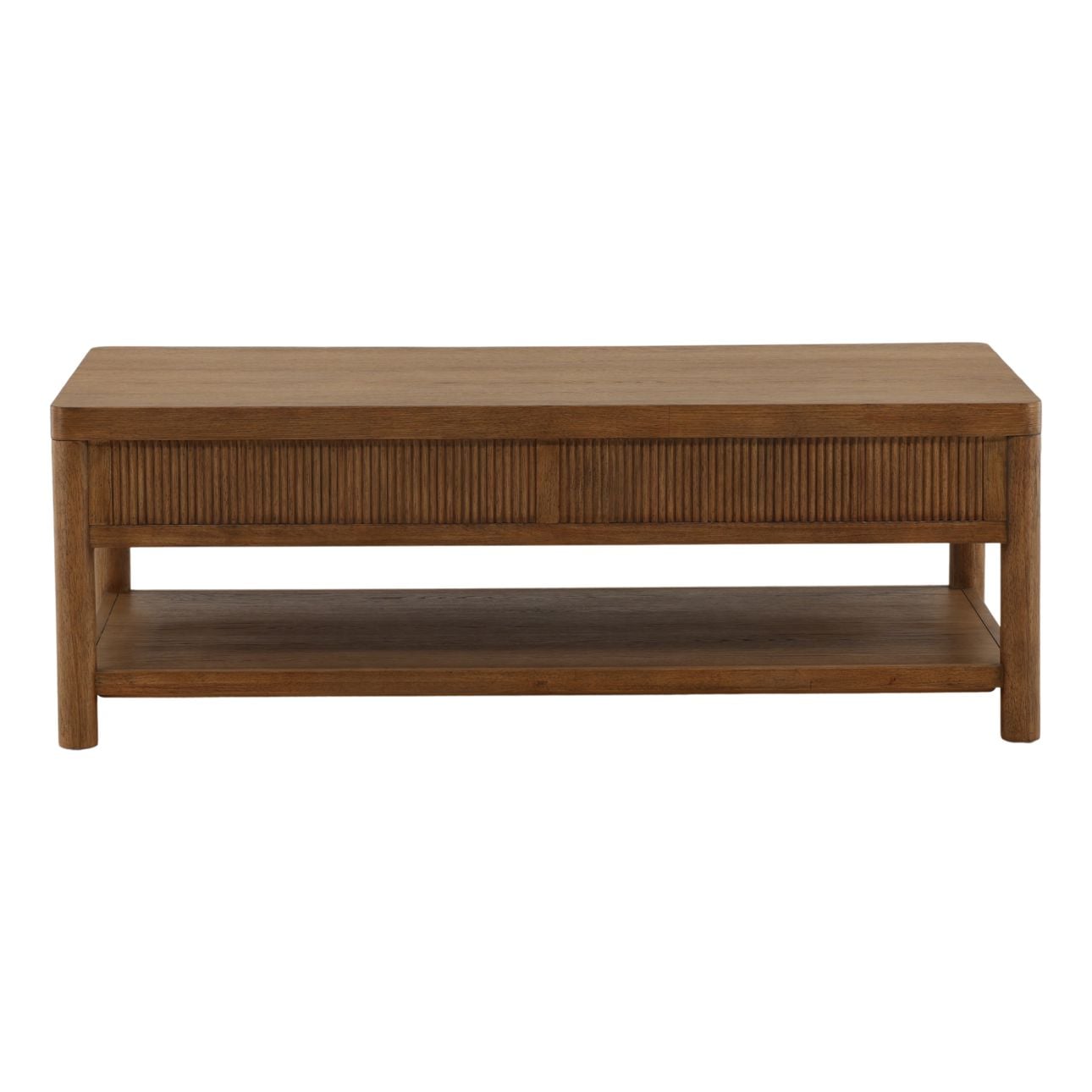 Dark Brown Rubber Wood and Oak Veneer Table 52 in Wide