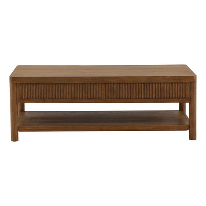Dark Brown Rubber Wood and Oak Veneer Table 52 in Wide