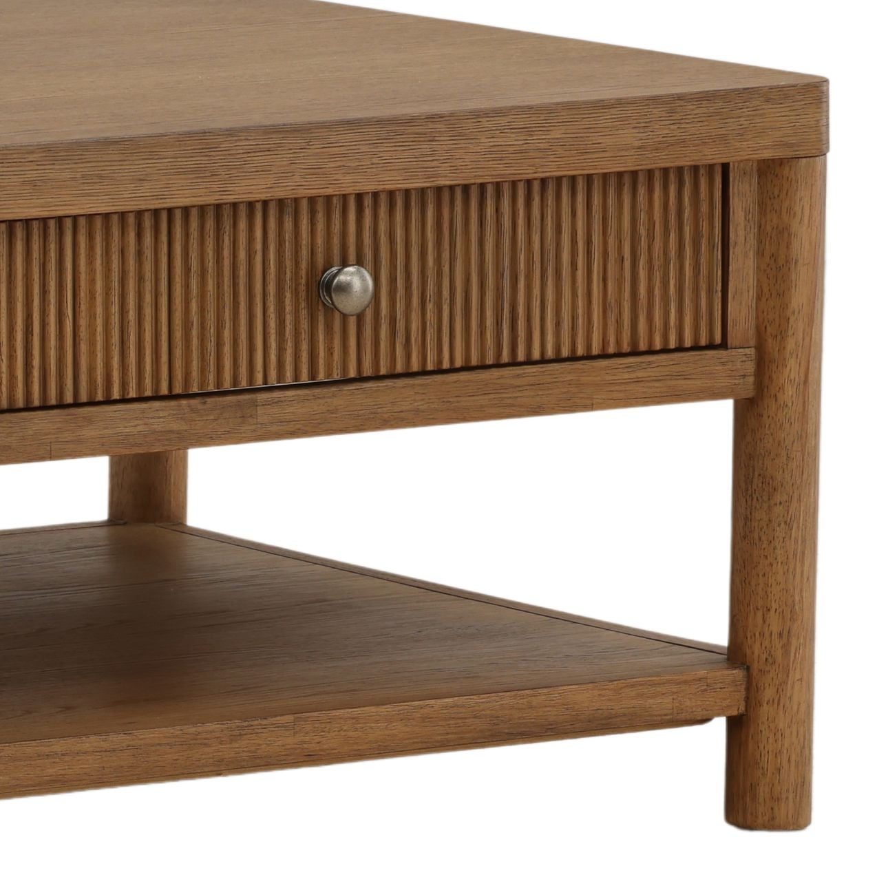 Dark Brown Rubber Wood and Oak Veneer Table 52 in Wide