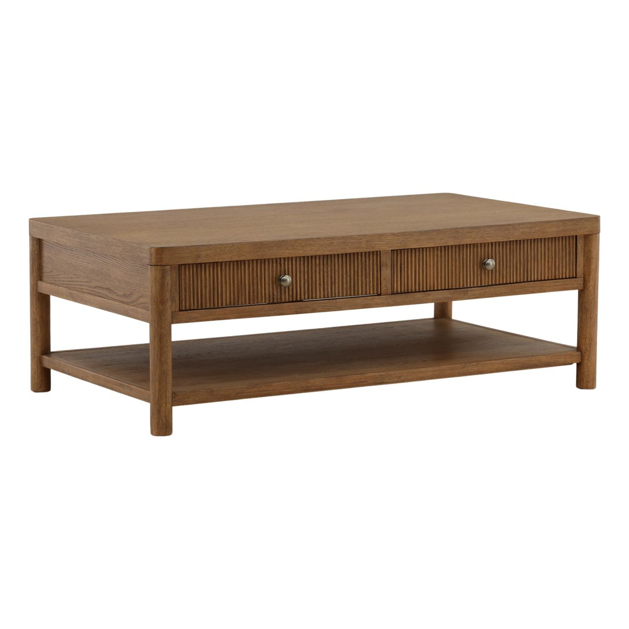Dark Brown Rubber Wood and Oak Veneer Table 52 in Wide