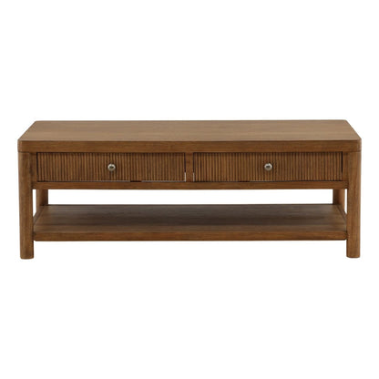 Dark Brown Rubber Wood and Oak Veneer Table 52 in Wide