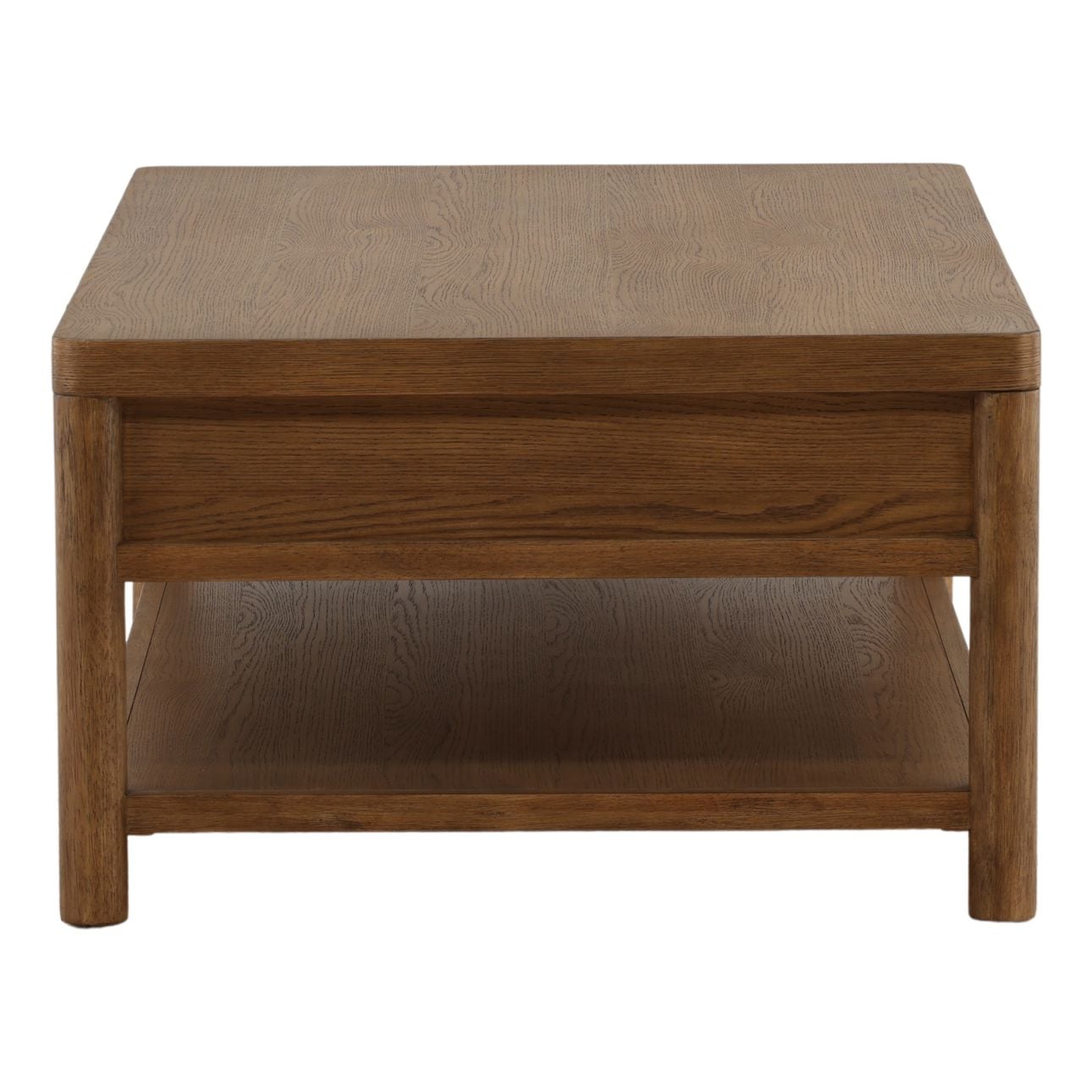 Dark Brown Rubber Wood and Oak Veneer Table 52 in Wide