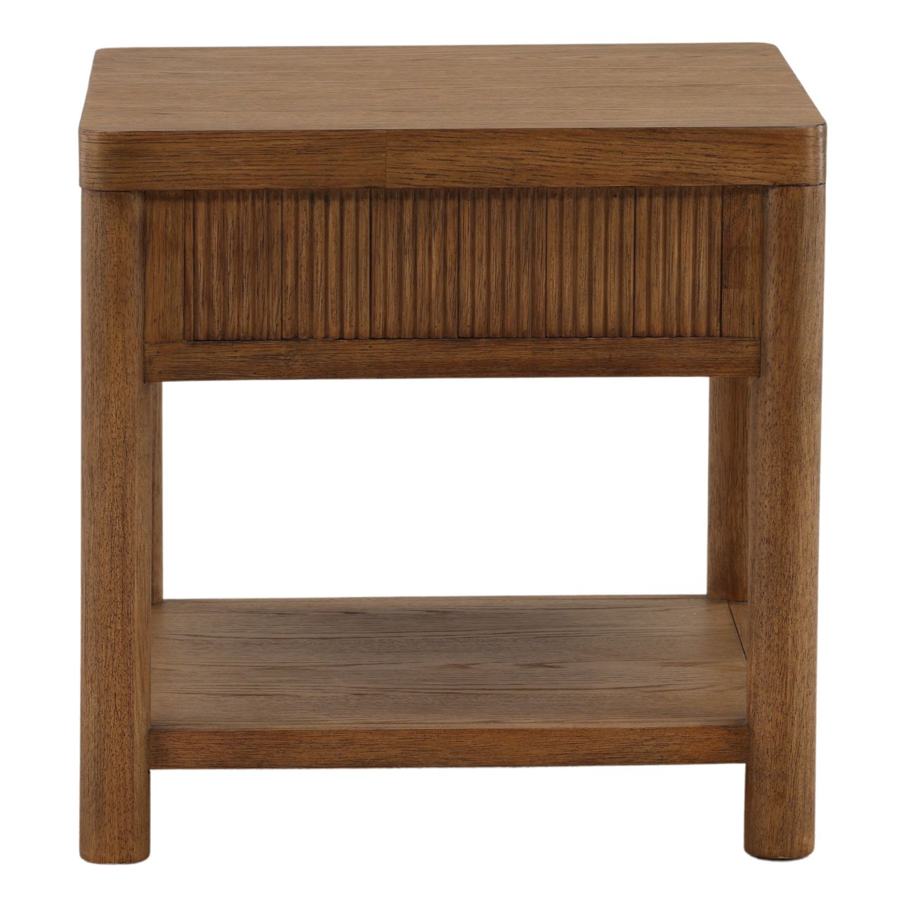 Dark Brown Rubber Wood and Oak Veneer Table 22 in Wide