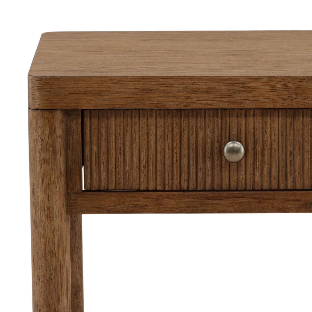 Dark Brown Rubber Wood and Oak Veneer Table 22 in Wide
