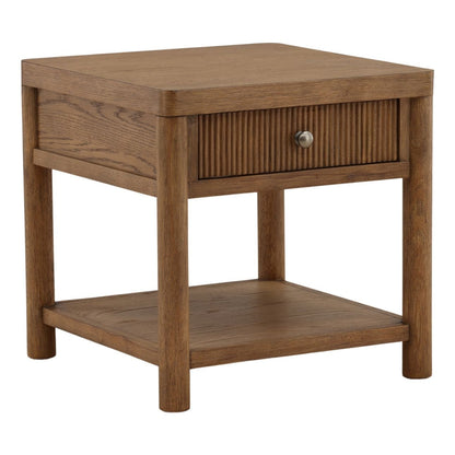 Dark Brown Rubber Wood and Oak Veneer Table 22 in Wide
