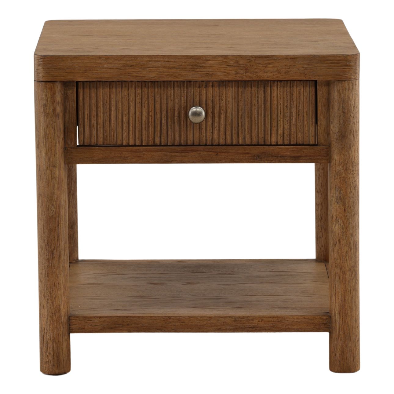 Dark Brown Rubber Wood and Oak Veneer Table 22 in Wide