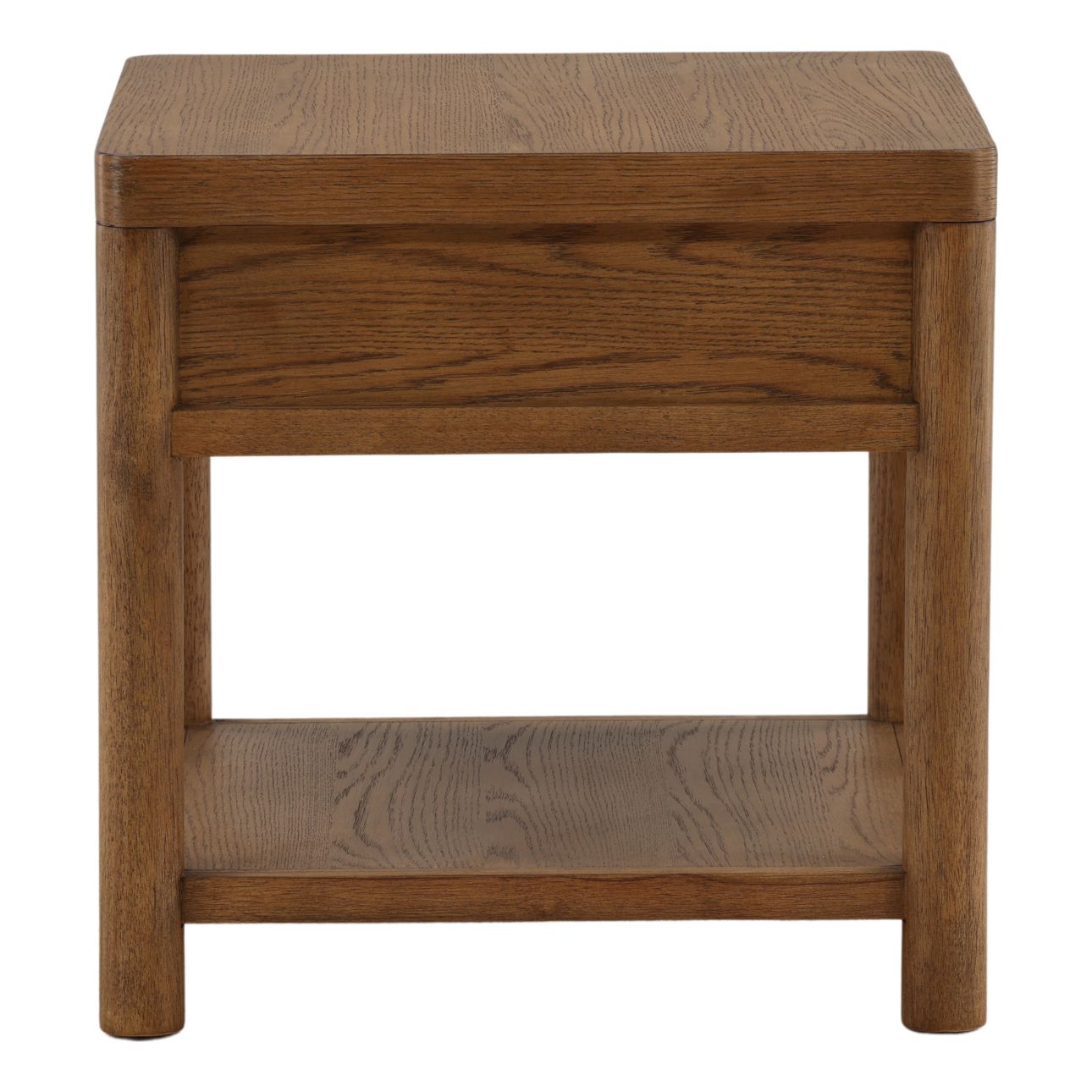 Dark Brown Rubber Wood and Oak Veneer Table 22 in Wide
