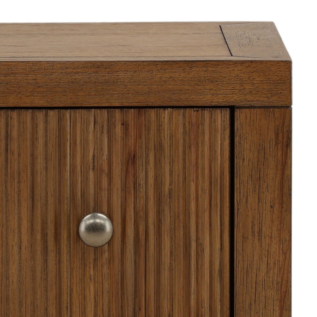 Brown Rubber Wood and Oak Veneer Nightstand 28 in Wide