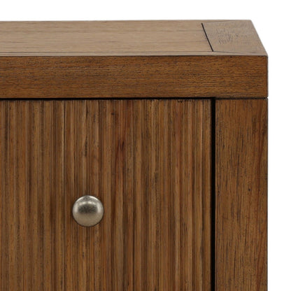 Brown Rubber Wood and Oak Veneer Nightstand 28 in Wide
