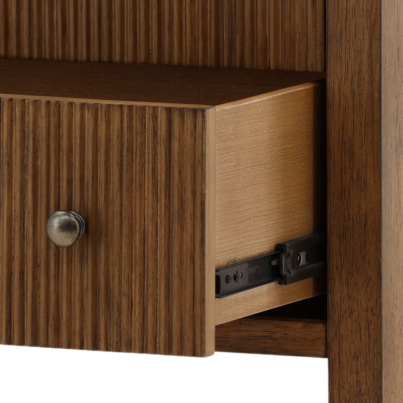 Brown Rubber Wood and Oak Veneer Nightstand 28 in Wide