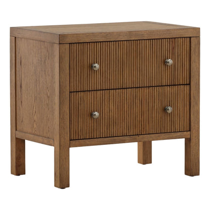 Brown Rubber Wood and Oak Veneer Nightstand 28 in Wide