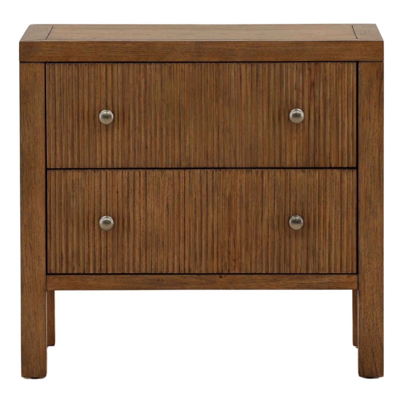 Brown Rubber Wood and Oak Veneer Nightstand 28 in Wide