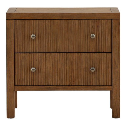 Brown Rubber Wood and Oak Veneer Nightstand 28 in Wide