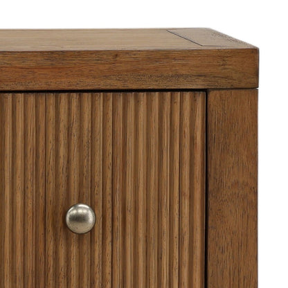 Dark Brown Rubber Wood and Oak Veneer Dresser 66 in Wide