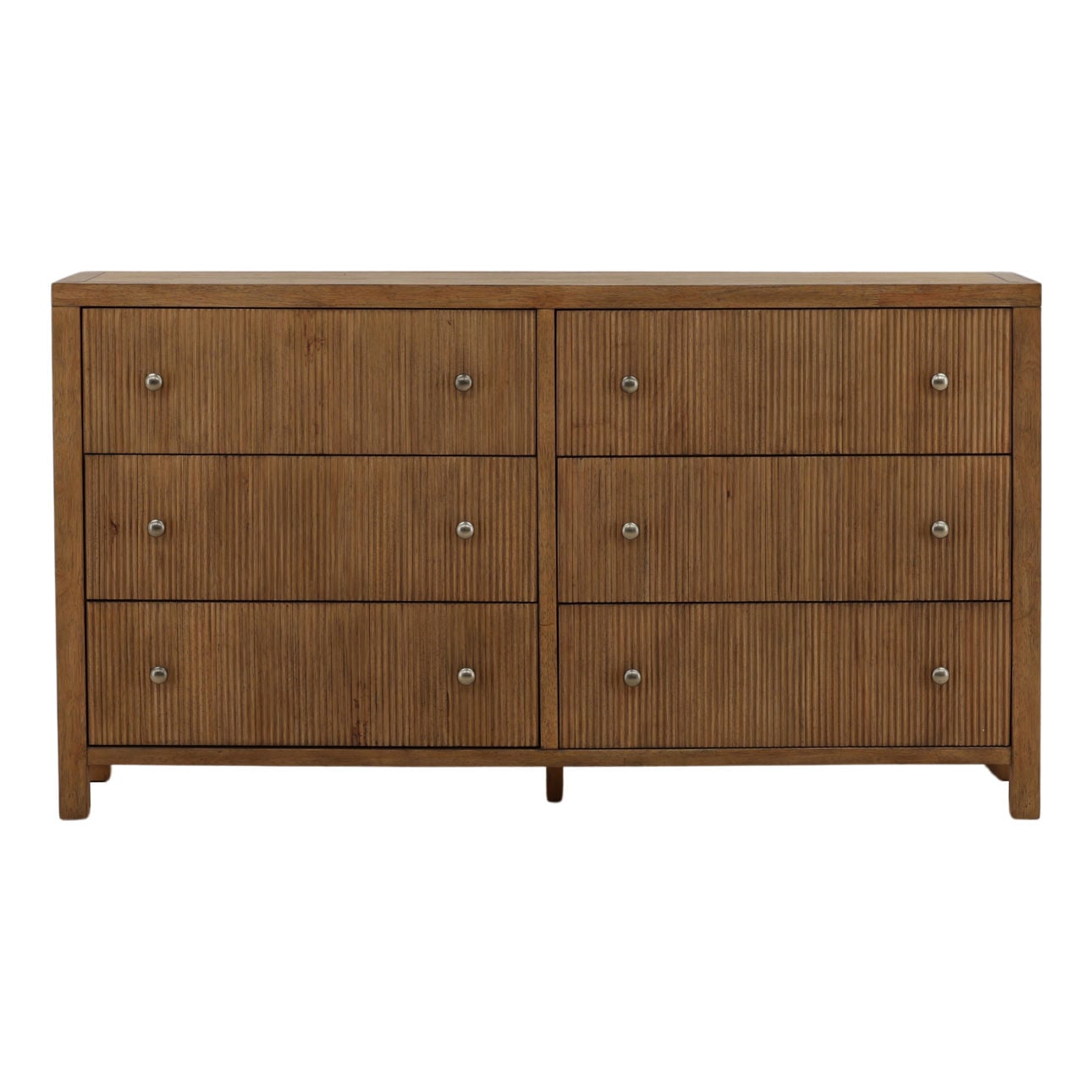 Dark Brown Rubber Wood and Oak Veneer Dresser 66 in Wide