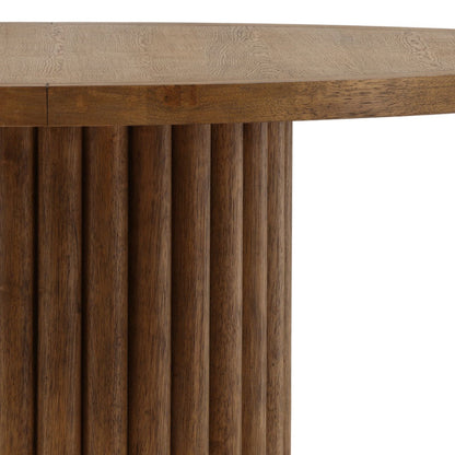 Dark Brown Rubber Wood and Oak Veneer Table 60 in Wide