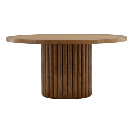 Dark Brown Rubber Wood and Oak Veneer Table 60 in Wide