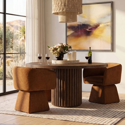 Artisan Rubber Wood and Oak Veneer Dining Table