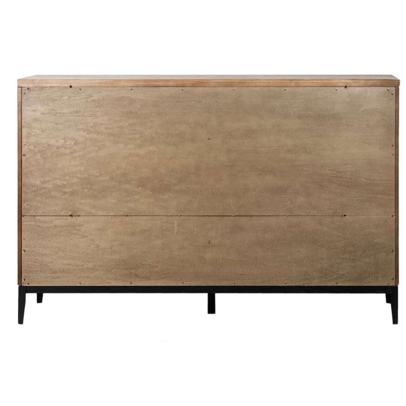 Light Grey Wash Sealed Finish and Black Base Solid Pine Wood and Veneer with Iron Base and Hardware Dresser 59 in Wide