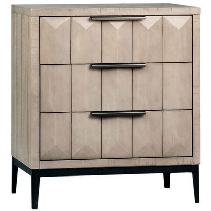Light Grey Wash Sealed Finish and Black Base Solid Pine Wood and Iron Base Nightstand 26 in Wide