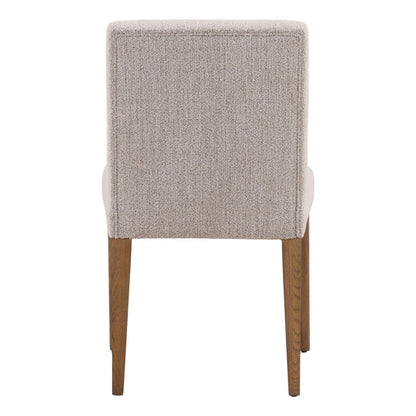 Taupe and Natural Boucle Fabric and Oak Wood Chair 20.5 in Wide