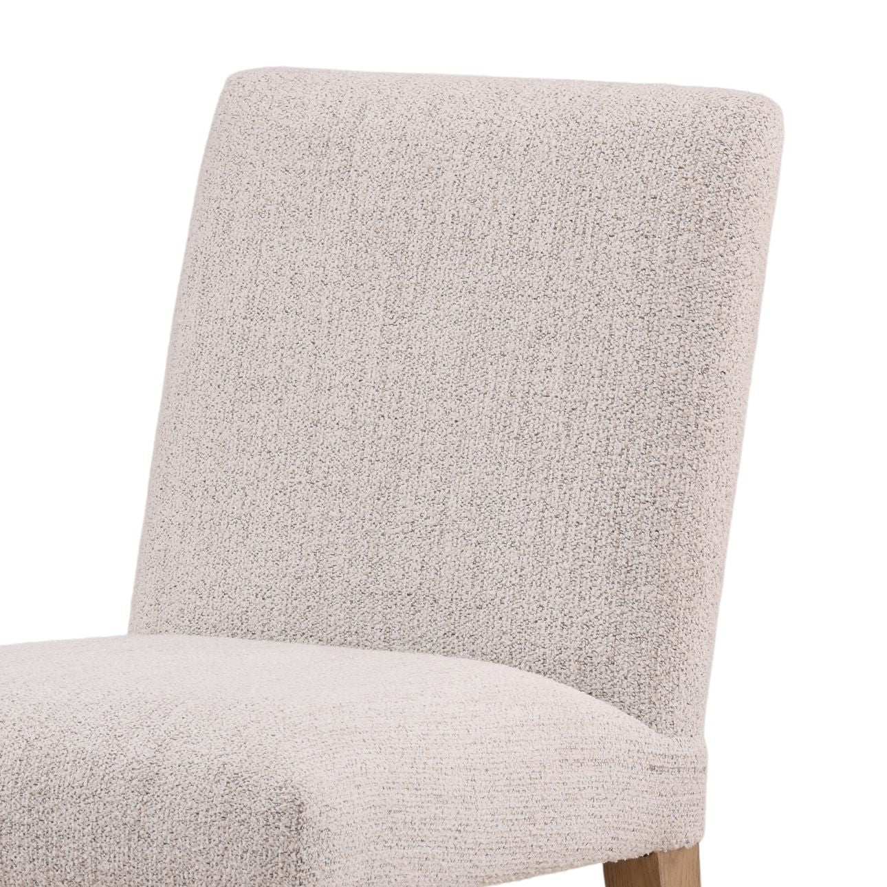 Taupe and Natural Boucle Fabric and Oak Wood Chair 20.5 in Wide