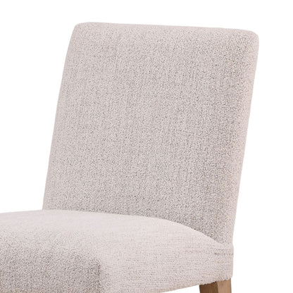 Taupe and Natural Boucle Fabric and Oak Wood Chair 20.5 in Wide
