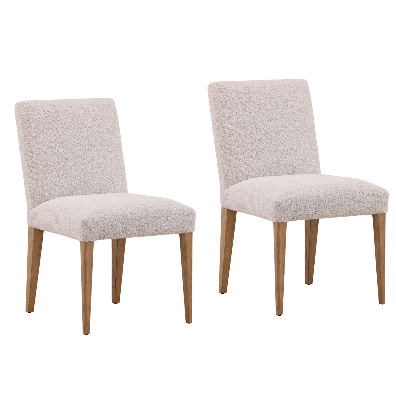 Taupe and Natural Boucle Fabric and Oak Wood Chair 20.5 in Wide
