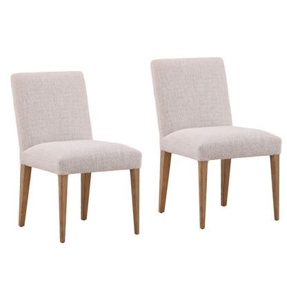 Taupe and Natural Boucle Fabric and Oak Wood Chair 20.5 in Wide