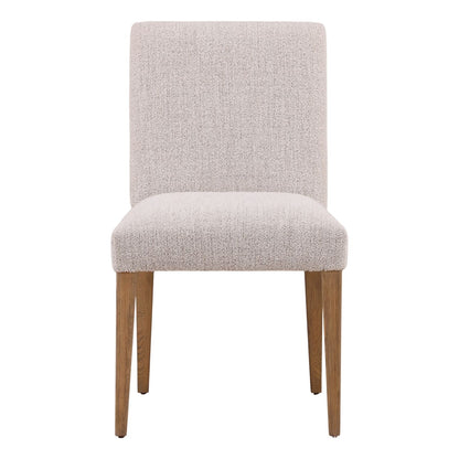 Taupe and Natural Boucle Fabric and Oak Wood Chair 20.5 in Wide