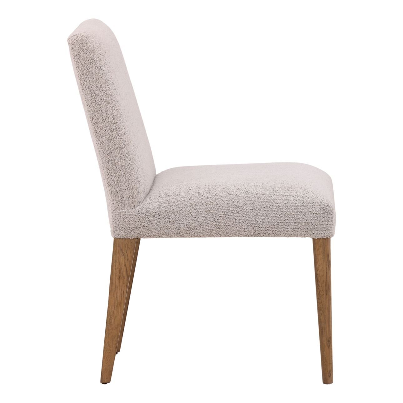 Taupe and Natural Boucle Fabric and Oak Wood Chair 20.5 in Wide