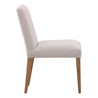 Taupe and Natural Boucle Fabric and Oak Wood Chair 20.5 in Wide