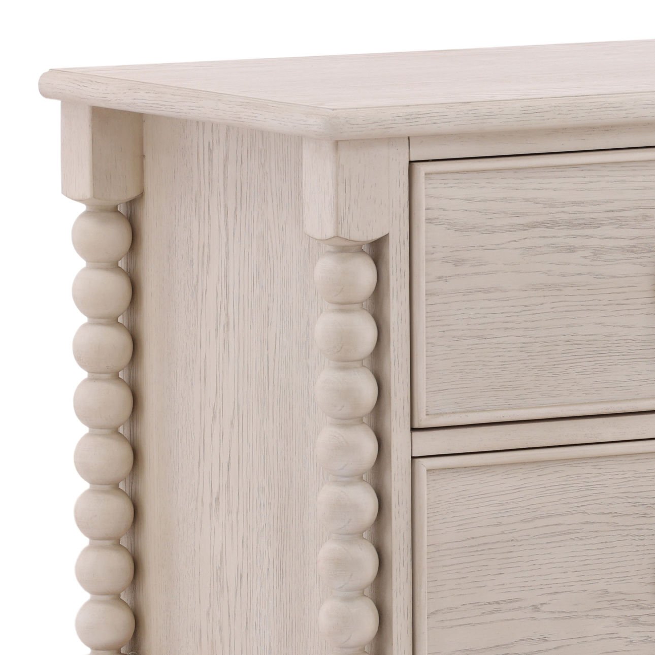 Whitewash Rubber Wood and Oak Veneer Nightstand 28 in Wide