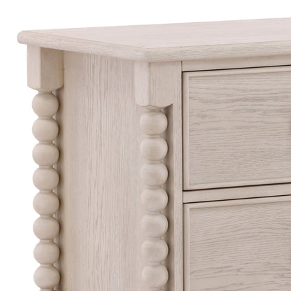 Whitewash Rubber Wood and Oak Veneer Nightstand 28 in Wide