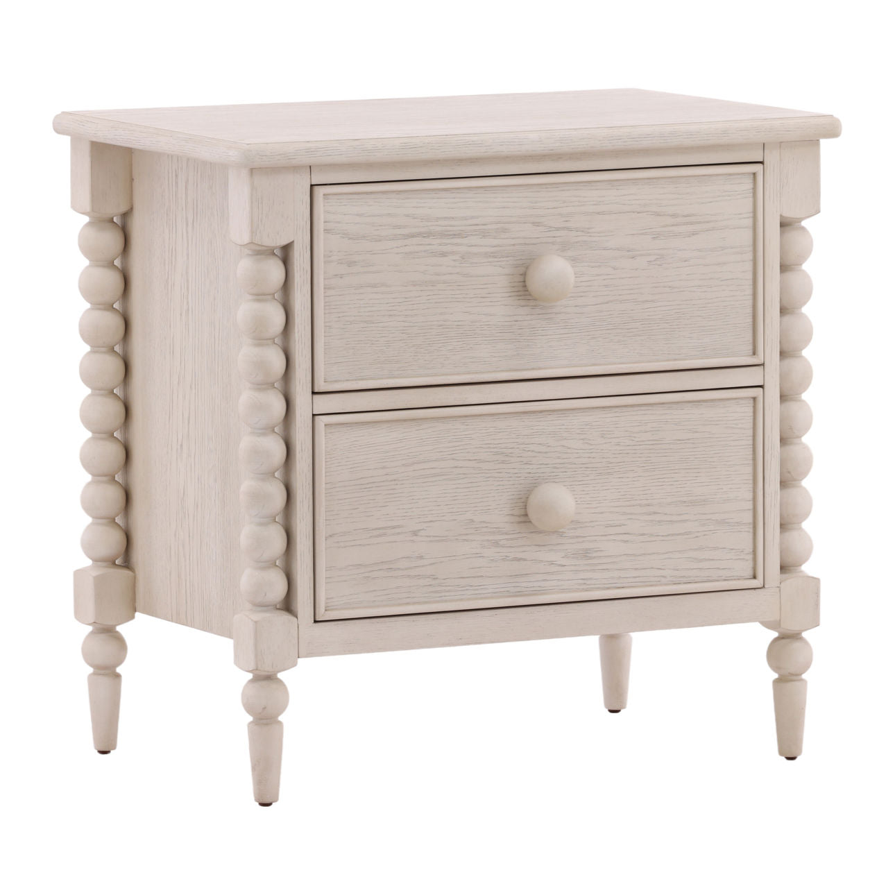 Whitewash Rubber Wood and Oak Veneer Nightstand 28 in Wide
