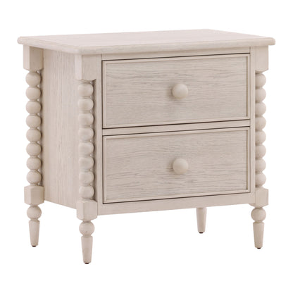 Whitewash Rubber Wood and Oak Veneer Nightstand 28 in Wide