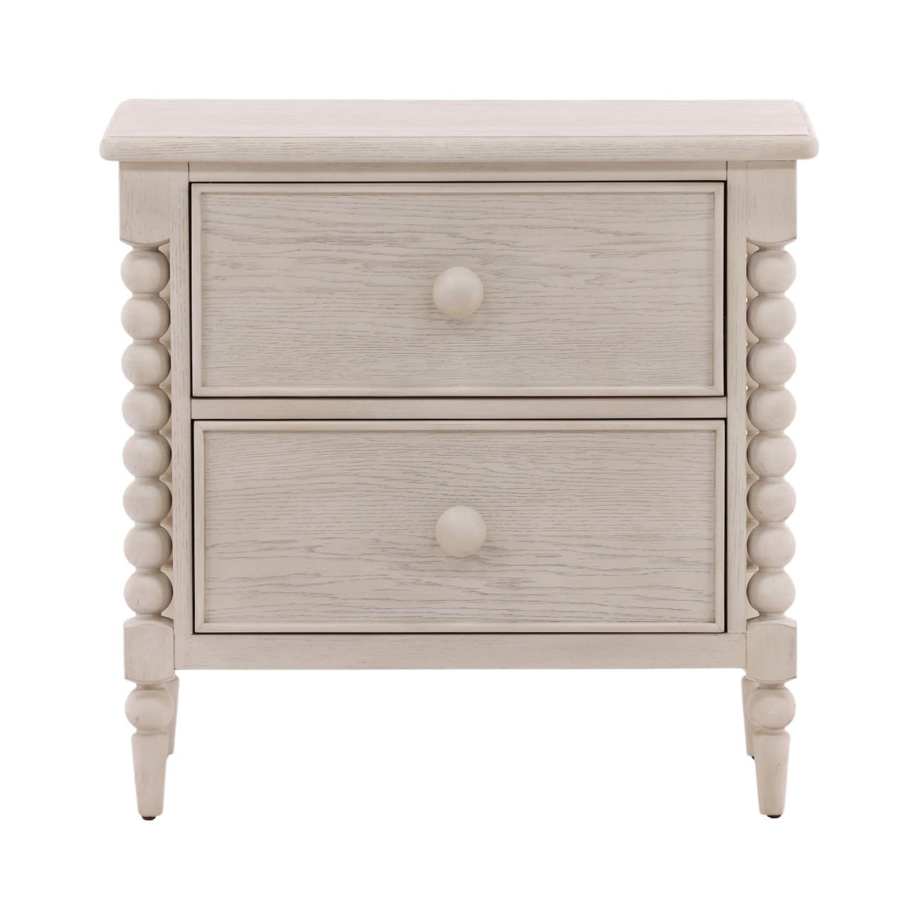 Whitewash Rubber Wood and Oak Veneer Nightstand 28 in Wide